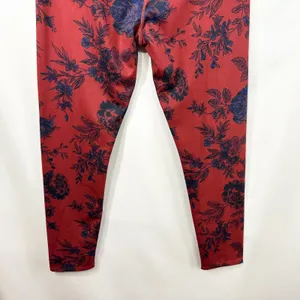 Free People Movement Medium Leggings‎ Red Blue Floral Rose High Rise Boho 1742 thumbnail 5