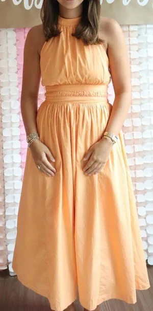Light orange halter maxi dress thumbnail 1