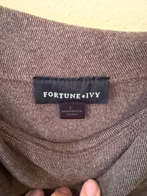 Women's Soft Cowl Neck Pullover Sweater in Taupe Brown Size L thumbnail 2