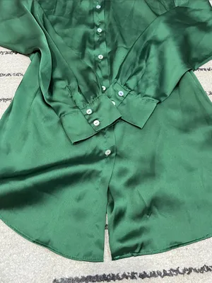 Zara Emerald Button-Down Shirt thumbnail 5