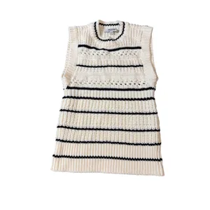 NWB Madewell Size XXS Striped‎ Sweater Vest in 100% Cotton Jet Black Mini Stripe thumbnail 3