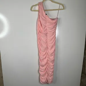 Love x Design One Shoulder Ruched‎ Pink Midi Dress Size Medium thumbnail 4