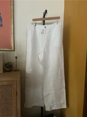 Madewell Zoe Relaxed Straight Pant in 100% Linen Ivory White NWT Size 16 Tall thumbnail 3
