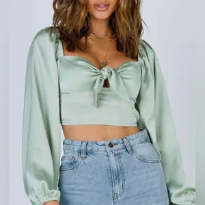 Princess Polly Estee Top in Green Size 6 New with tag thumbnail 1