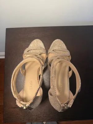 Kelly & Katie Champagne Glitter Strappy High Heel Sandals Women’s Size 9.5 thumbnail 4