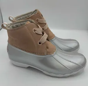 Sperry Waterproof Saltwater 2 Eye Duck Boots‎ pink silver size 8.5 rainboot thumbnail 1
