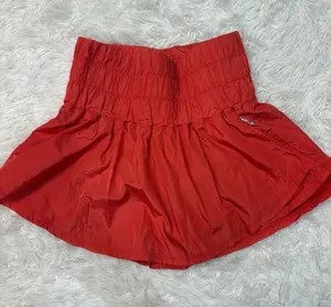Free people movement way home Red Orange Smocked Waist Mini Skirt thumbnail 1
