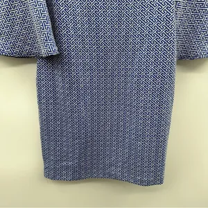 Tyler Boe Royal Blue & White Grecian Geometric Bell Sleeve‎ Sheath Dress Size S thumbnail 3