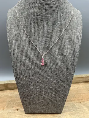 Korea Signed Silver Tone Pink Rhinestone Necklace thumbnail 6