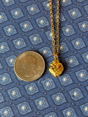 Handmade gold tone fully stainless steel simple fairy strawberry necklace🍓 thumbnail 6