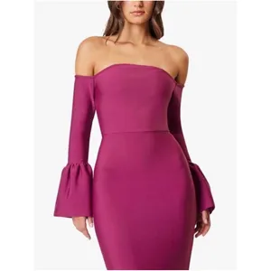 NWT Elliatt Ella Off-Shoulder‎ Bell Sleeve Gown in Wine Sz Small $230 thumbnail 3