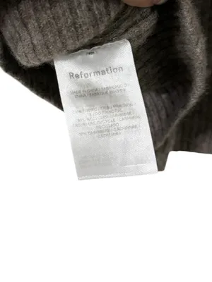 REFORMATION Hart Scoop Neck Cashmere Cocoa Ribbed Sweater Top thumbnail 7
