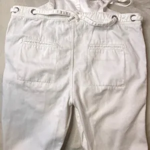 Free People Denim Overalls Size S White Tie Waist Dungarees Utility Jumpsuit thumbnail 12