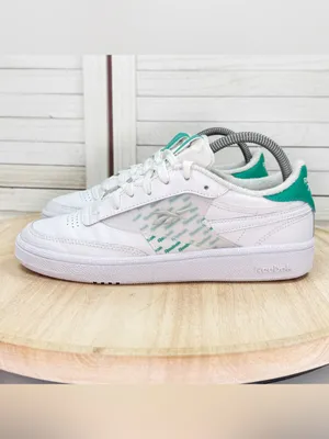 Reebok Club C 85 Logo Tennis Shoes Sneakers White Green Women Size 8 Preppy thumbnail 3