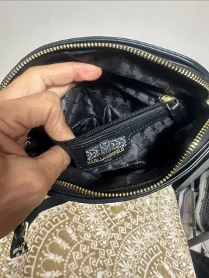 Karl Lagerfeld Black Crossbody Bag with Black-and-White PARIS Strap thumbnail 11