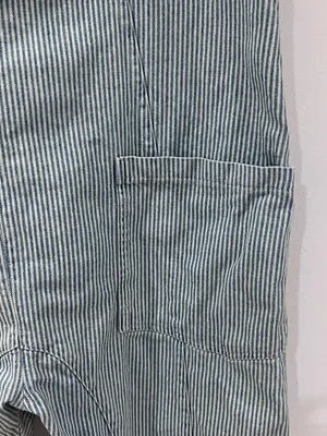 Free People Striped Denim Overalls XL Railroad Utility Workwear Baggy thumbnail 4