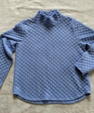 J. Crew Light Blue Quilted Turtleneck Pullover size M thumbnail 1