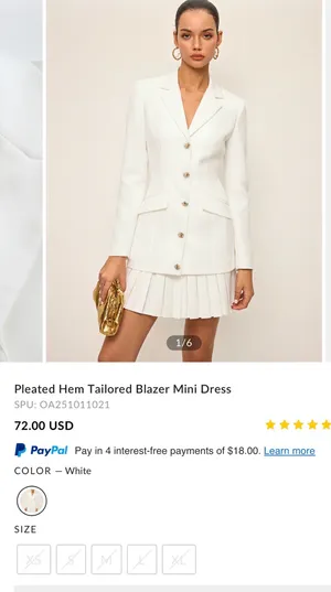 Commence White Tailored Button-Front Blazer Jacket Pleated Dress  XS  NWT thumbnail 2