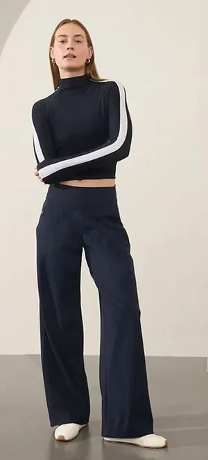 Athleta 4 S Venice High Rise Wide Leg Pant Navy Blue Pull-on Lightweight thumbnail 1