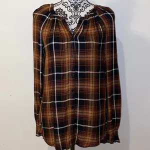 NWT!!Beach Lunch Lounge Madison Plaid Button Down Shirt Size Small 100% Rayon thumbnail 2