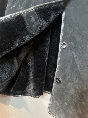 Venezia Womens 26/28 Black Genuine Leather Jacket Plus Size Plush Trim Vintage thumbnail 2