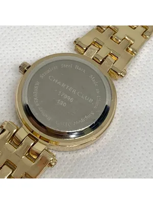 Charter club gold tone women watch 28mm rhinestones quartz up to 7.5” running thumbnail 5