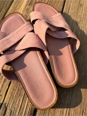 Cole Haan Pink Suede Criss Cross Slide Sandals Women’s Size 9B thumbnail 1