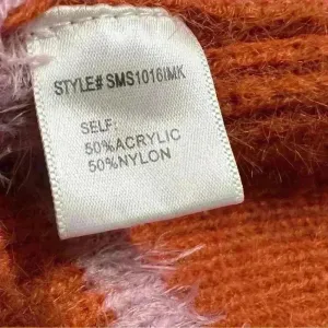 Gianni Bini Eyelash Knit Striped Sweater Bell Sleeve‎ Scalloped Orange Fall Fisherman thumbnail 2
