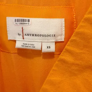 ANTHROPOLOGIE Flutter Sleeve Button Front‎ Midi Dress Orange thumbnail 6