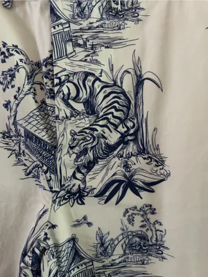 White & Navy Toile Tiger Print Women’s Gameday Pants thumbnail 4