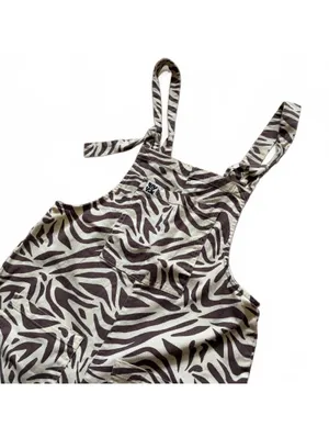 Lucy & Yak Dungarees Overalls Zebra Print Cream Brown Organic Cotton US Size 2R thumbnail 5