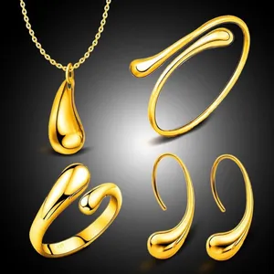 Gold Teardrop Necklace Set thumbnail 2