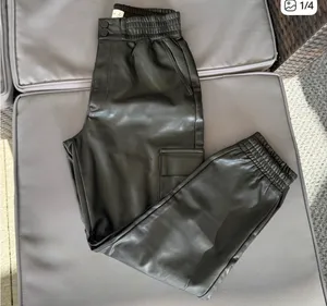 Abercrombie & Fitch Black Faux Leather Joggers thumbnail 1