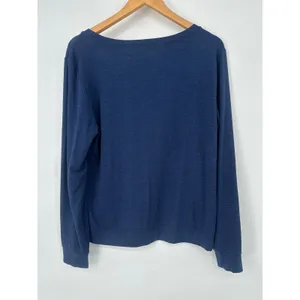 Life‎ Is Good Sweatshirt Womens M Blue Floral Embroidered Pullover Boho Lounge thumbnail 3