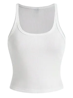 SheIn Basic Style Cropped Tank Top in White, Size M​​​ thumbnail 1