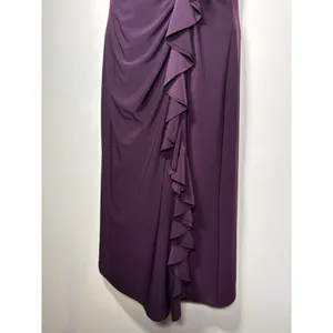 Lauren Ralph Lauren Dress Purple Ruffle‎ V-Neck Sleeveless Sheath Classic Size 4 thumbnail 3