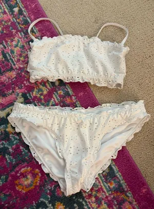 Walmart white bathingsuit set thumbnail 1