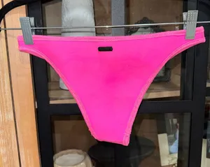 Triangl bikini bottoms neon pink barbie cheeky low rise high leg scuba swimsuit thumbnail 2