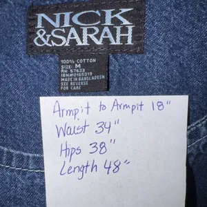 Nick & Sarah Blue Jean Denim Jumper Maxi Dress Med Side Flap Pocket Modest Boho thumbnail 8