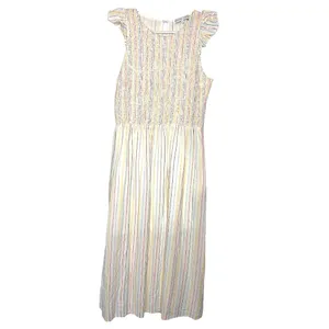 English Factory Smocked Flutter Cap Sleeve Stripes Dress thumbnail 3