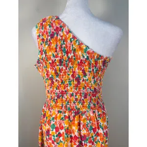 BTFBM‎ One Shoulder Maxi Dress Womens Medium Multicolor Excellent Floral Smocked thumbnail 10