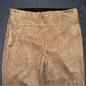 ASSETS SPANX Faux Suede Shaping Leggings High Rise Pull On Pants 1X Cashew Tan thumbnail 3