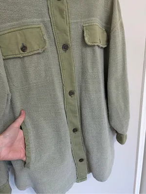 Free People Oversized Fall Ruby Shirt Jacket / Shacket in Sage Green - Size XS thumbnail 7