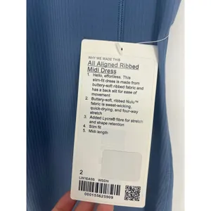 Lululemon All Aligned Ribbed Nulu Midi Dress‎ Washed Denim Size 2 thumbnail 10