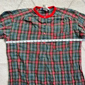 Vintage Lanz of Salzberg Green/Red Plaid Holiday Winter 100% Cotton Nightgown thumbnail 3