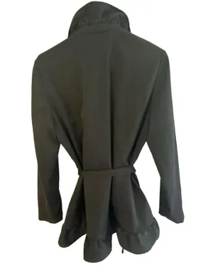 Cynthia Rowley Black Ruffle Front Jacket Blazer with Belt Size M thumbnail 3
