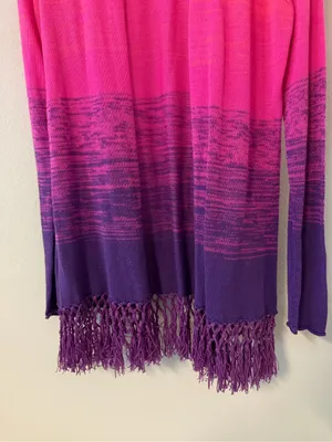 Lilly Pulitzer Tatum Cardigan Fringe Ombre Pink Purple thumbnail 6