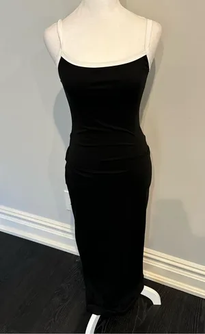 White Fox Black Maxi Dress White Straps thumbnail 1
