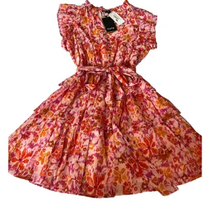 Anthropologie Fate Pink Floral Flowy Tiered Ruffle Peasant Mini Dress Small NWT thumbnail 12