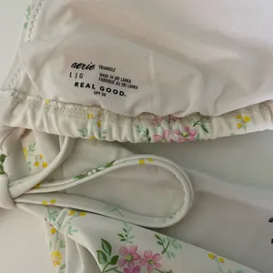 Aerie White Floral 2-Piece Swimsuit - Adjustable Tie-Side String Bikini thumbnail 4
